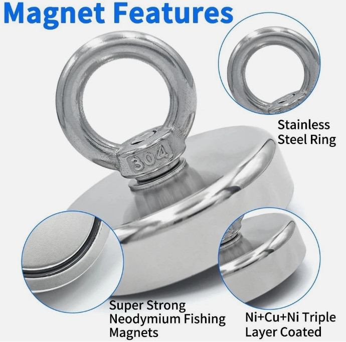 Super Strong Neodymium Fishing Magnet Hook N52 Heavy Duty Rare Earth Magnet with
