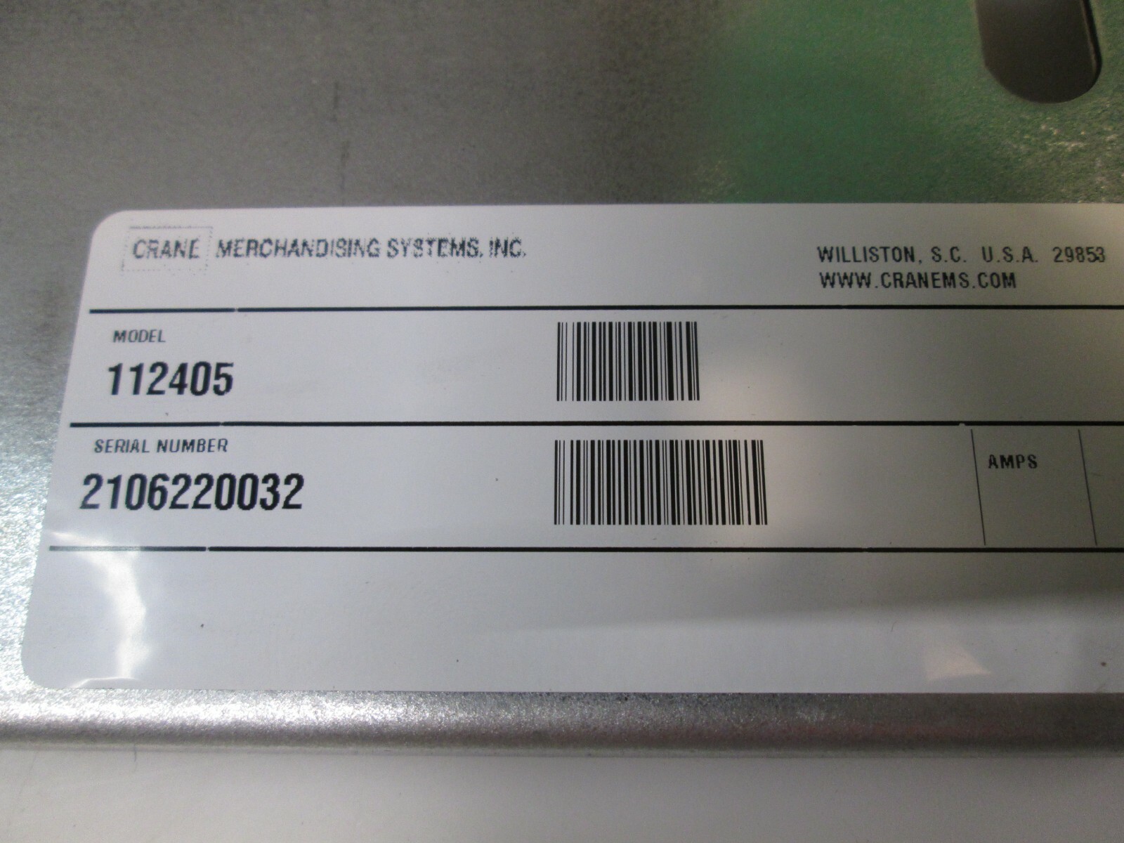 Crane Merchandising Systems Refrigeration Deck 1200 Unit 112405 NEW