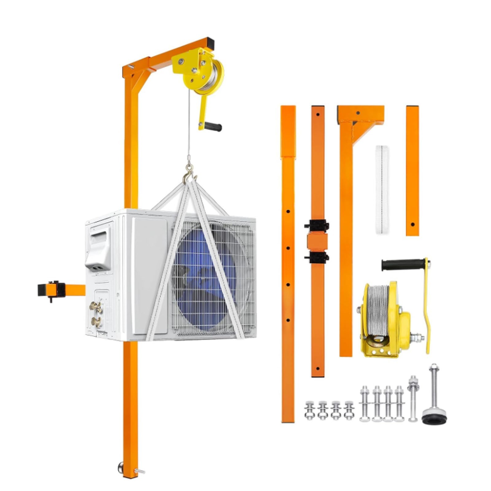 Air Conditioner Lifting Crane Tool 50FT HVAC Hoist Lift Bracket w/ 1500LB Winch