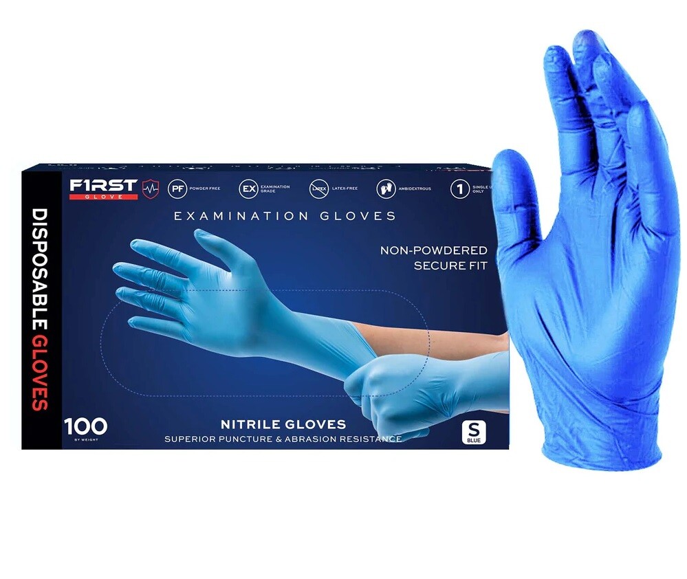 First Glove Nitrile Medical Dental Exam Gloves Blue Powder-Free Small – 1000pcs
