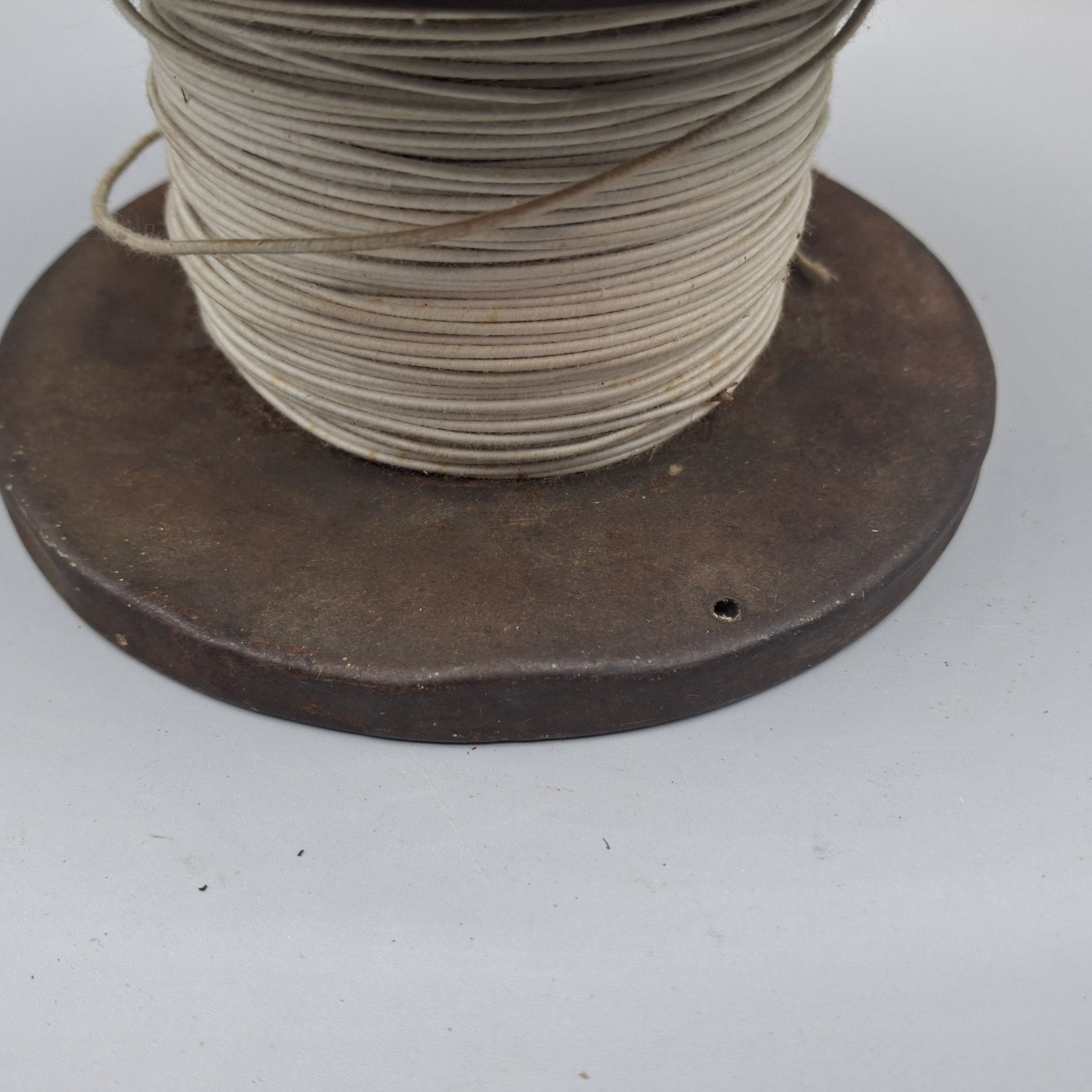 Maring Wire Co White Cloth 16-18 gauge Copper Wire on Wood & Steel Spool, 1920’s