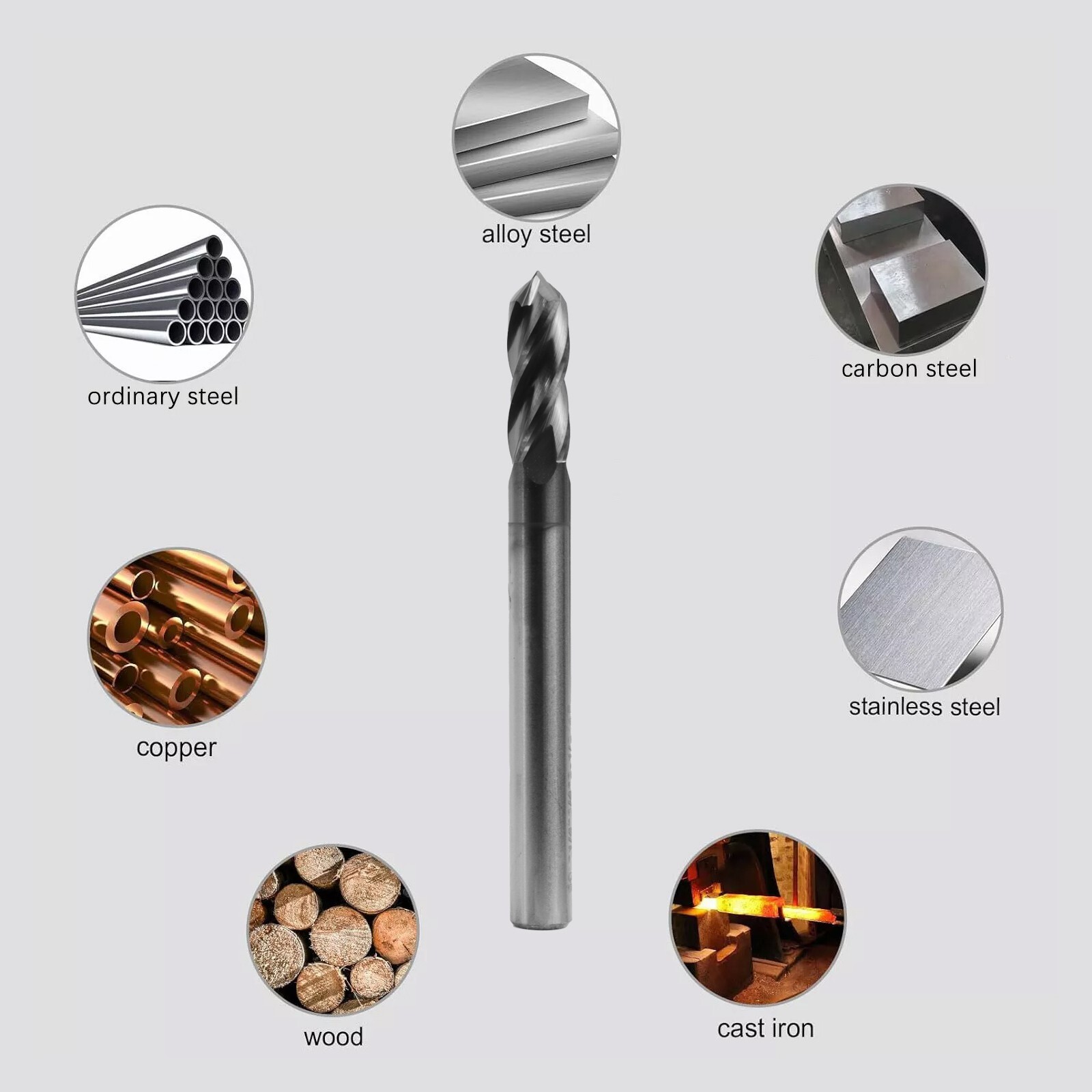 10Pcs 4 Flute 90 Degree 1/4″x3/4″x2-1/2″ Solid Carbide Drill Mill – AlTiN Coated