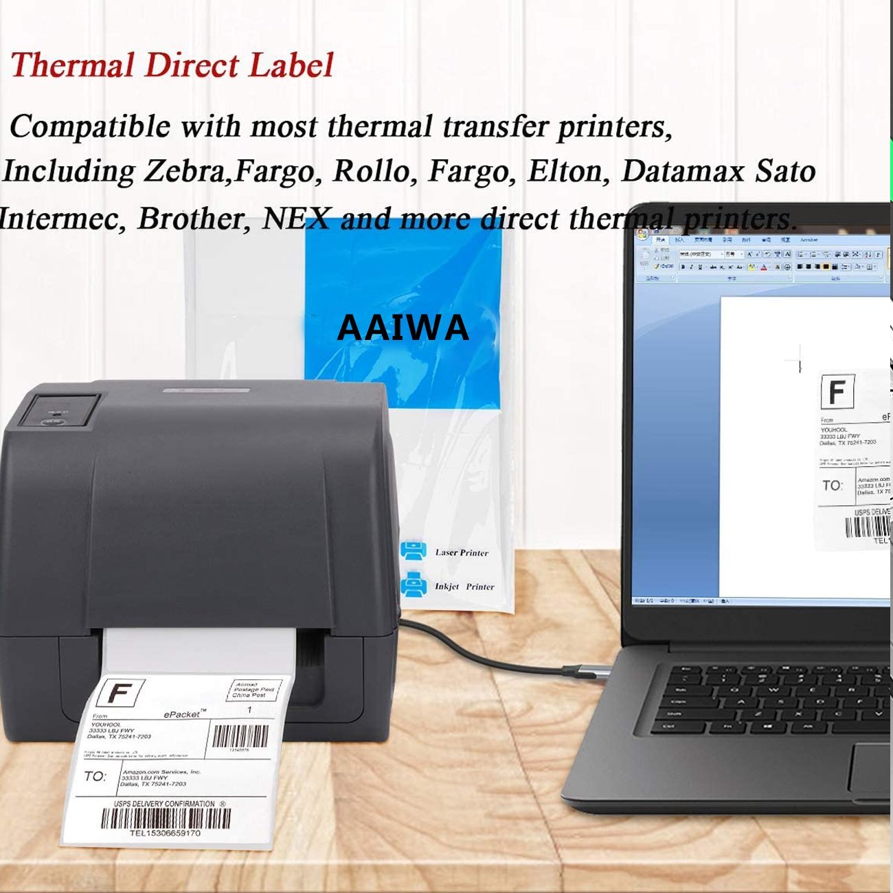4 x 6 Fanfold / Roll Thermal Shipping Labels Paper for Zebra & Rollo Printers