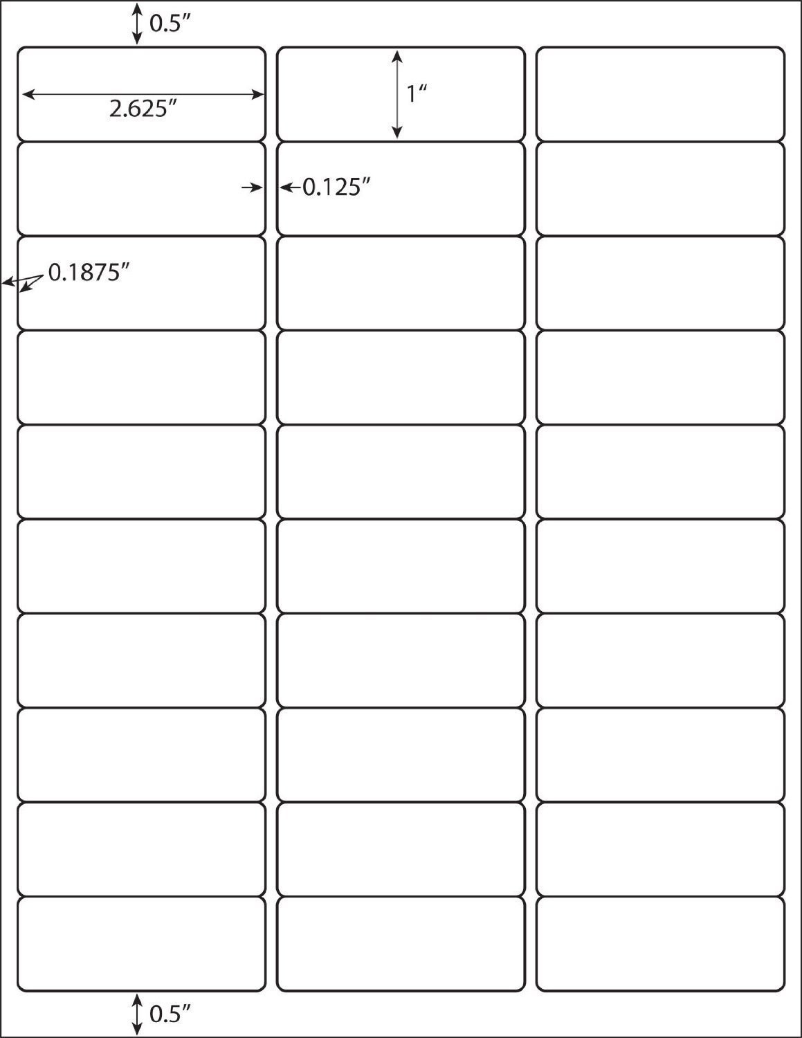 1 x 2 5/8 30000 Address Blank Shipping Adhesive Labels Compatible 2.625 x 1 30UP
