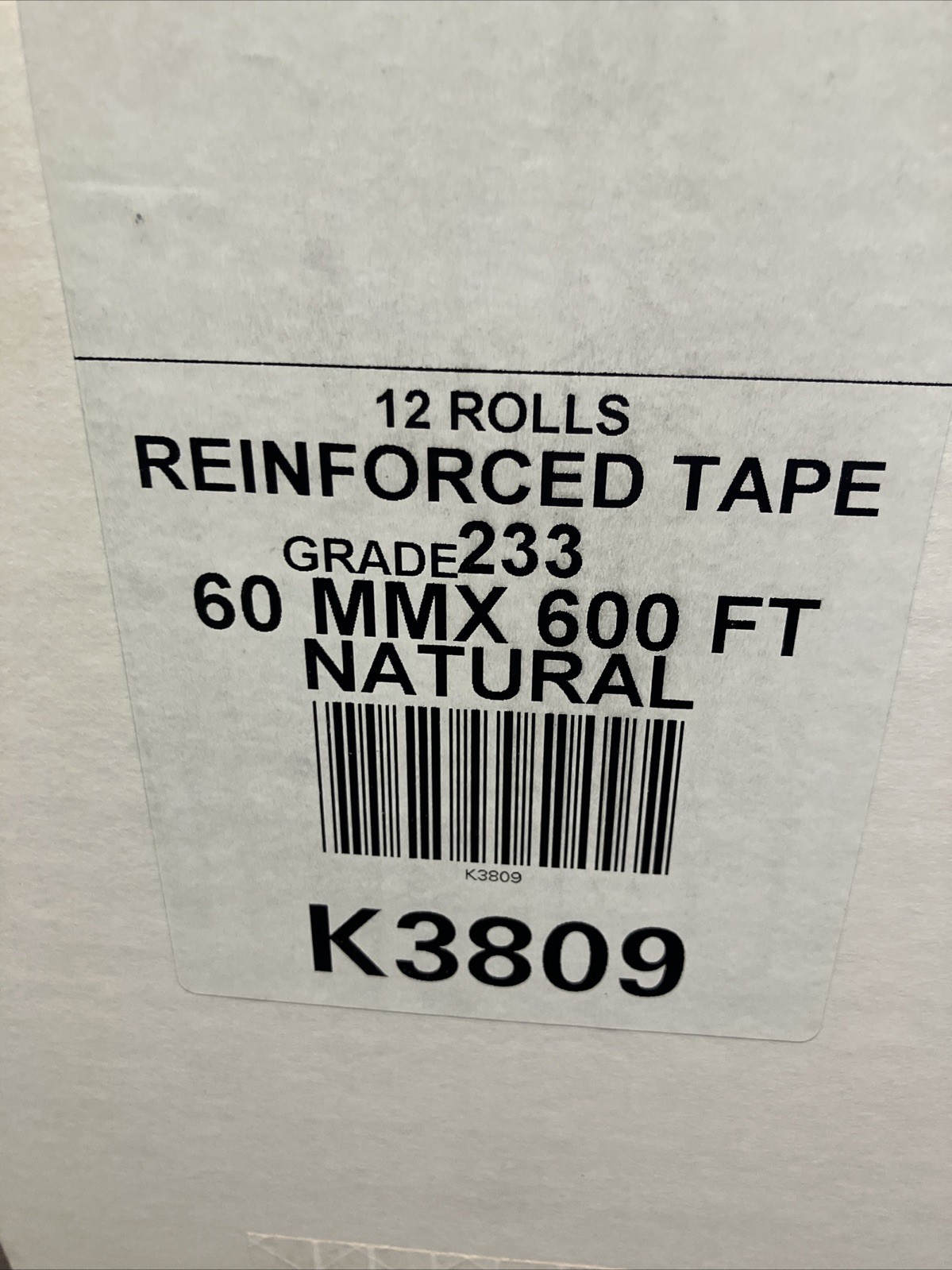 New 12 Rolls Reinforced Gummed Paper Tape 60mm x 600ft Natural Brown K3809