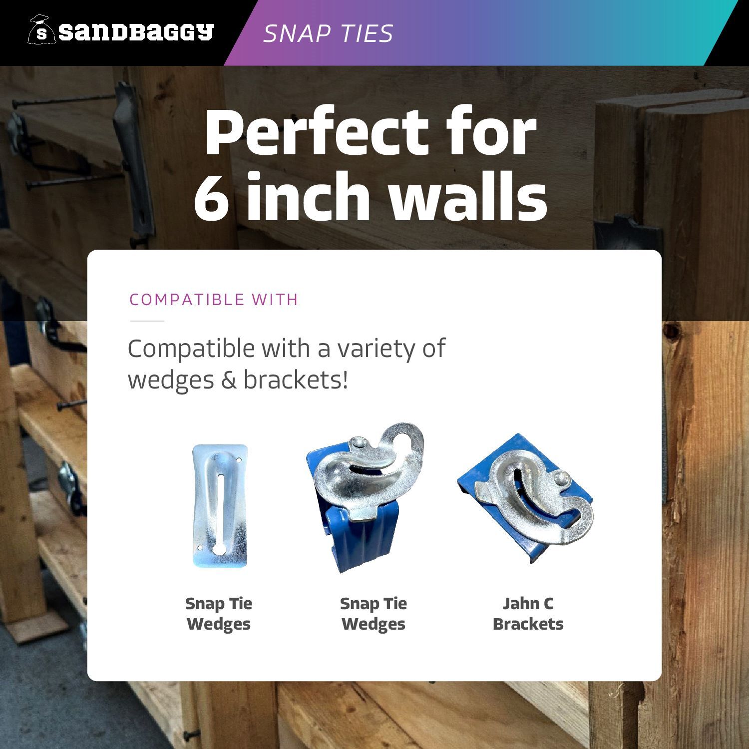 Sandbaggy 6″ x 4 ¾” Standard Snap Ties For Concrete Forms (Short End)