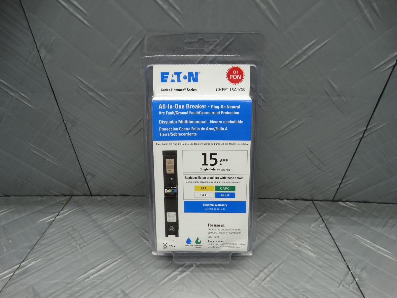 Eaton CH 15 Amp All in One AF/GF Plug-On-Neutral Breaker CHFP115A1CS