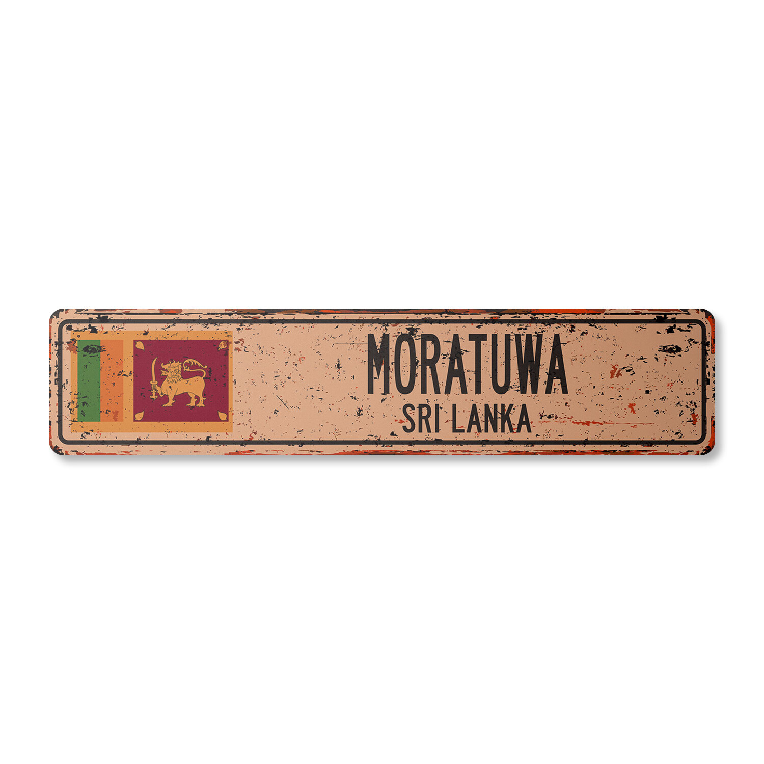 MORATUWA SRI LANKA Vintage Street Sign Sri Lankan flag city country road rustic