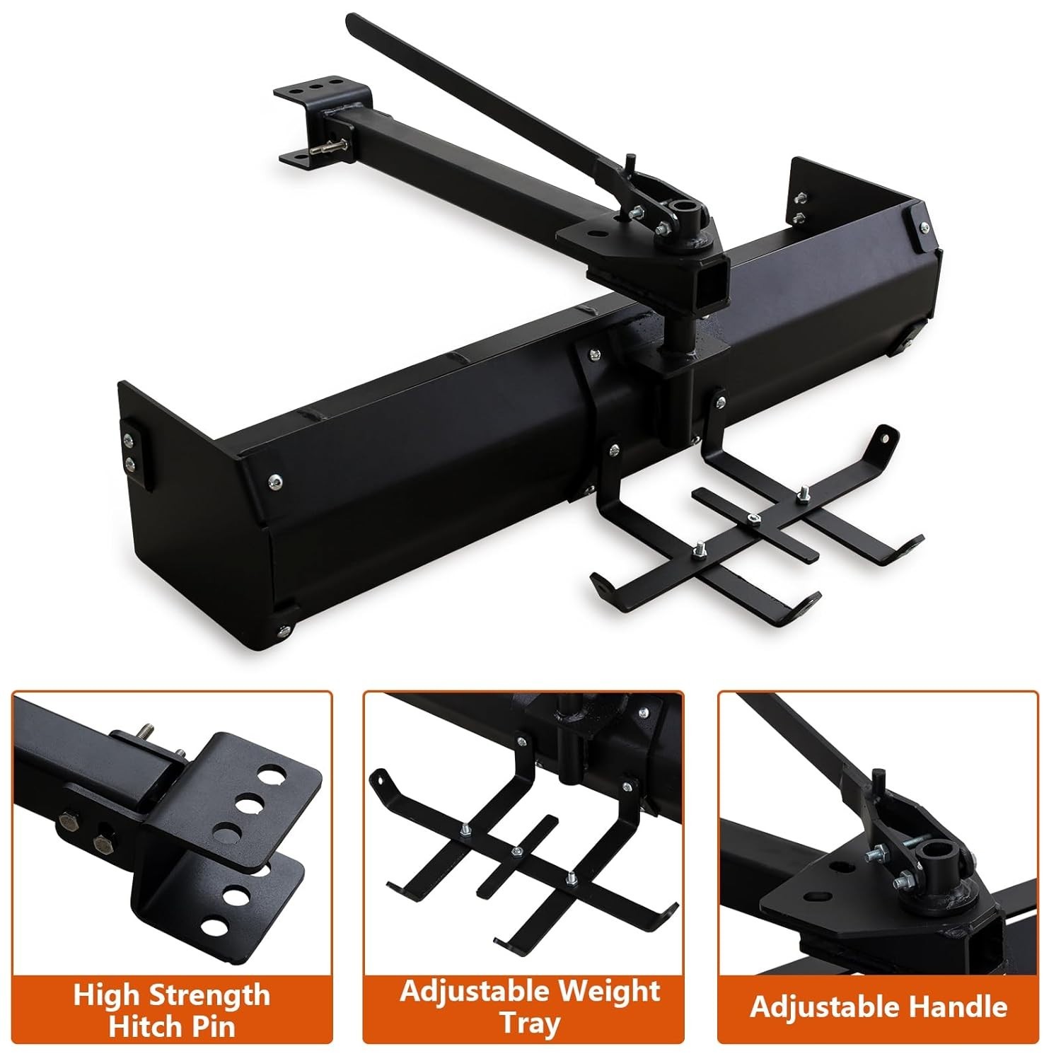 GRAVEE 42″ Tow Behind Box Scraper Steel Powder Coated Tractor Scraper with Blade