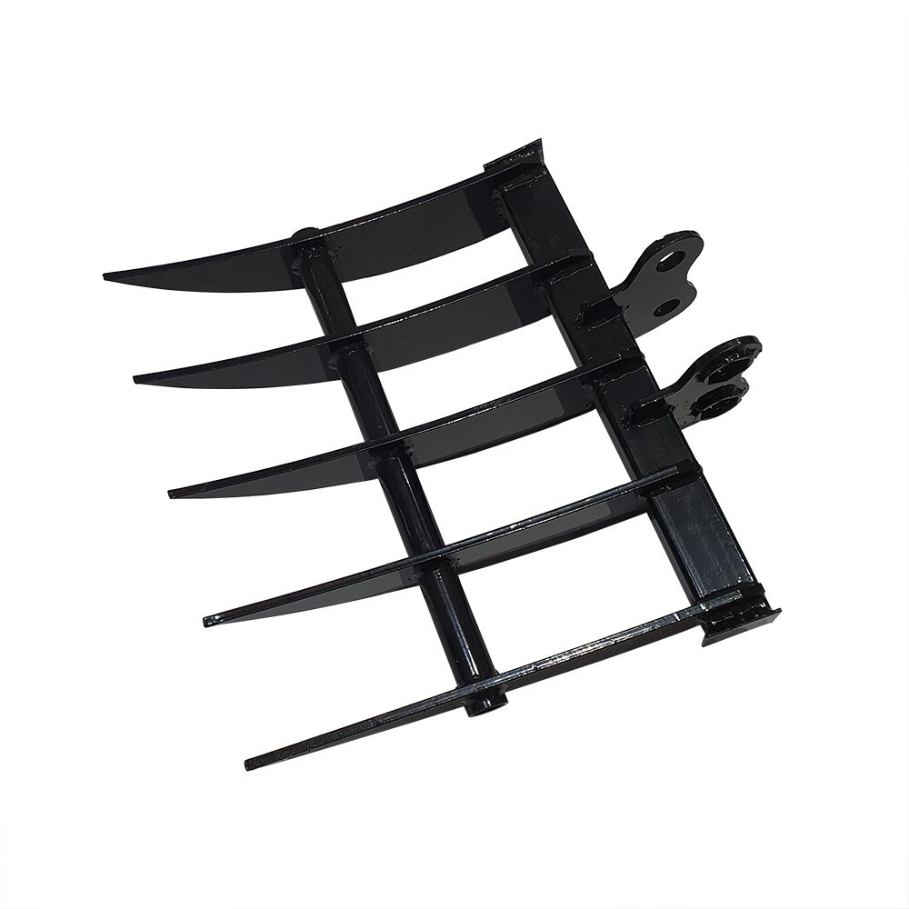 Agrotk 20in Excavator Rake 5 Teeth Attachment Fit for 0.8-1.8 Mini Diggers Black