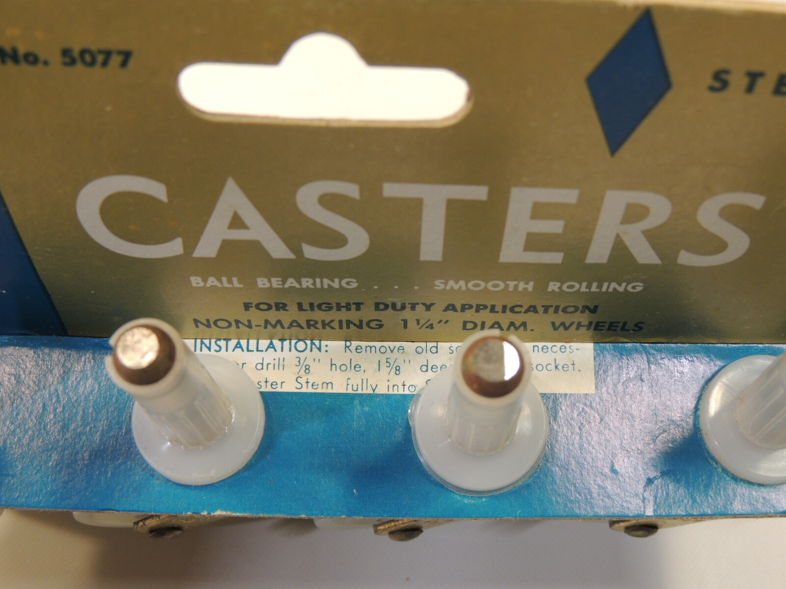 VTG MCM New NOS United States Floormates Casters Made USA Stem Type 5077 Wheels