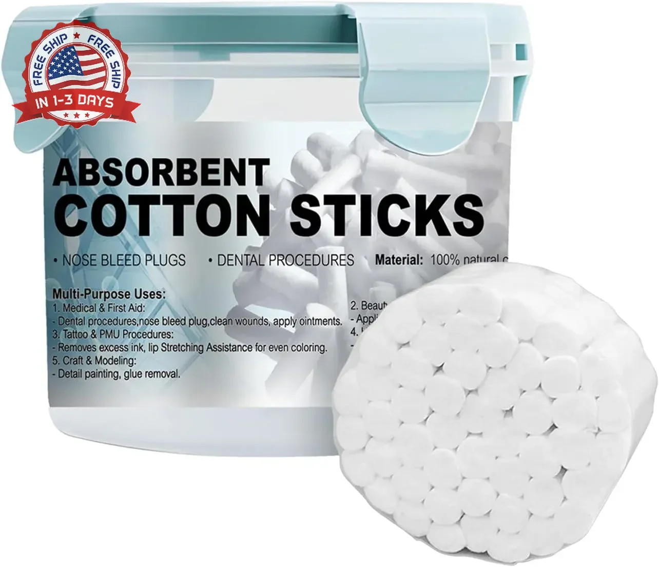 100Pcs Dental Cotton Rolls Nosebleed Plugs for Kids Adults Nose Bleed Stopper Hy