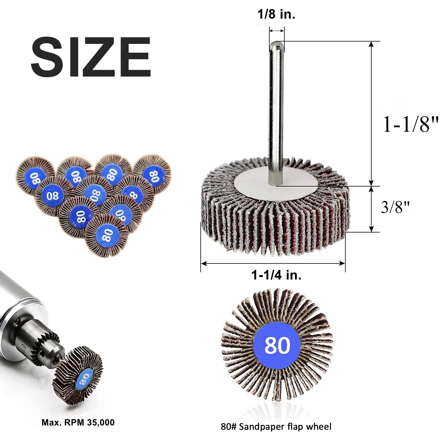 10x Flap Wheel for Dremel Rotary Tool 80 Grit Paint Rust Sanding Polishing Disc