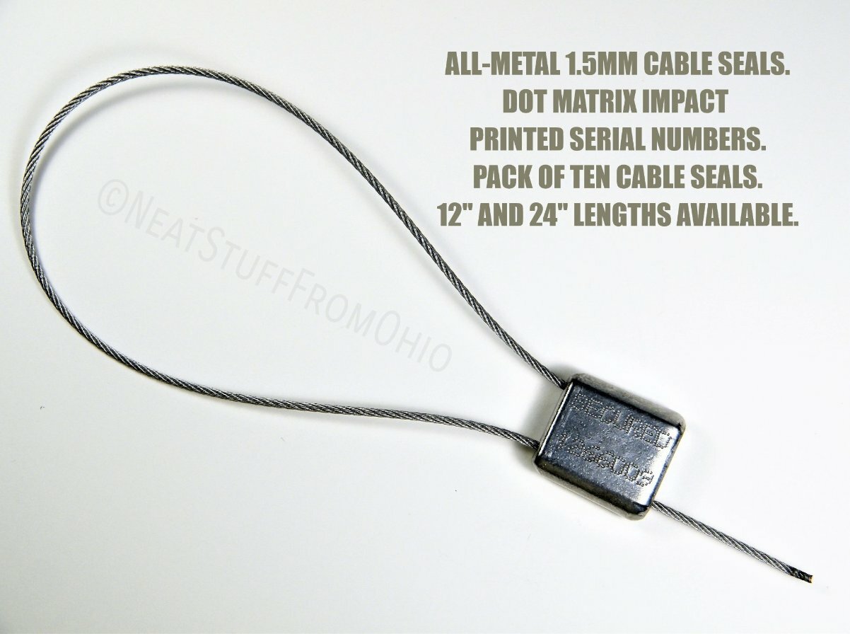 SECURITY SEALS, CABLE SEAL, ALL-METAL, 12” & 24”, TEN SEALS, GREAT PRICE! 👈