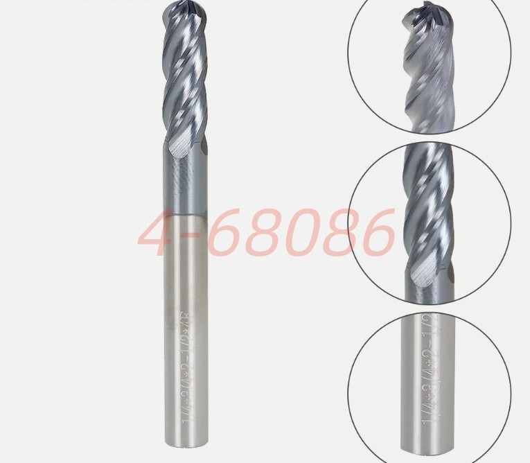 5PCS 30° Helix 1/4″ 4 Flute Ball Nose Carbide End Mill -TIALN COATE USA