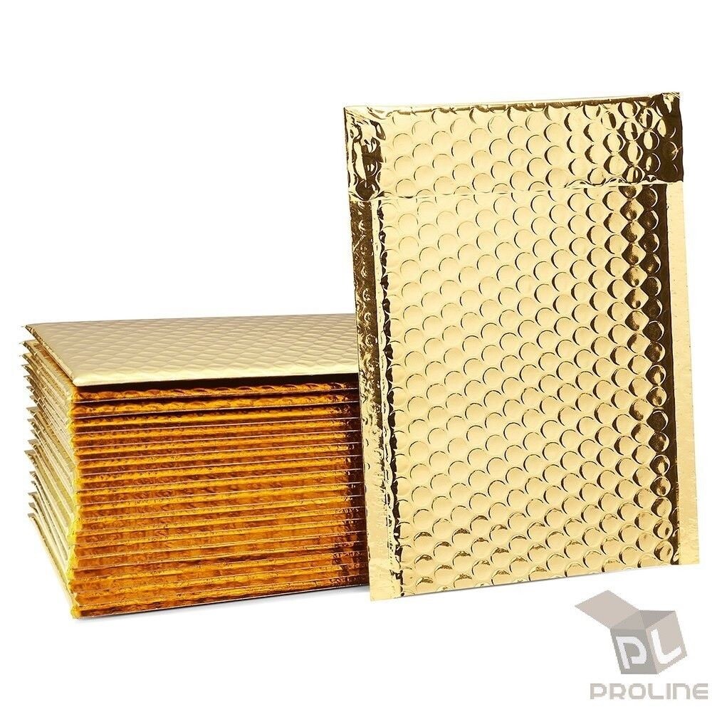 100 #2 8.5×12 Glamour Metallic Gold Poly Bubble Shipping Mailers Envelopes Bags