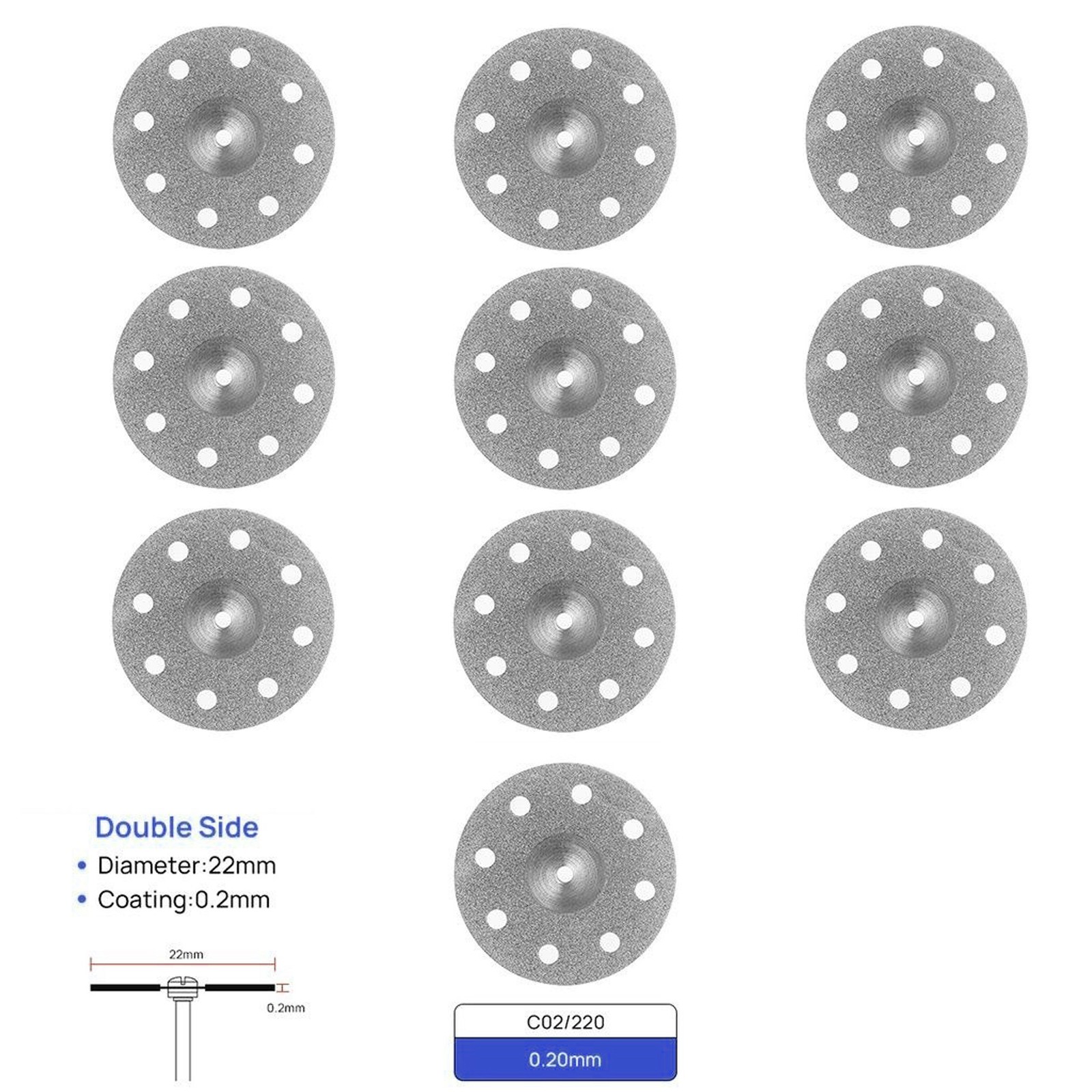 Dental Lab Diamond Wheel Disc Ultra-thin Double Side Grit Disk Cutting Tool 22mm