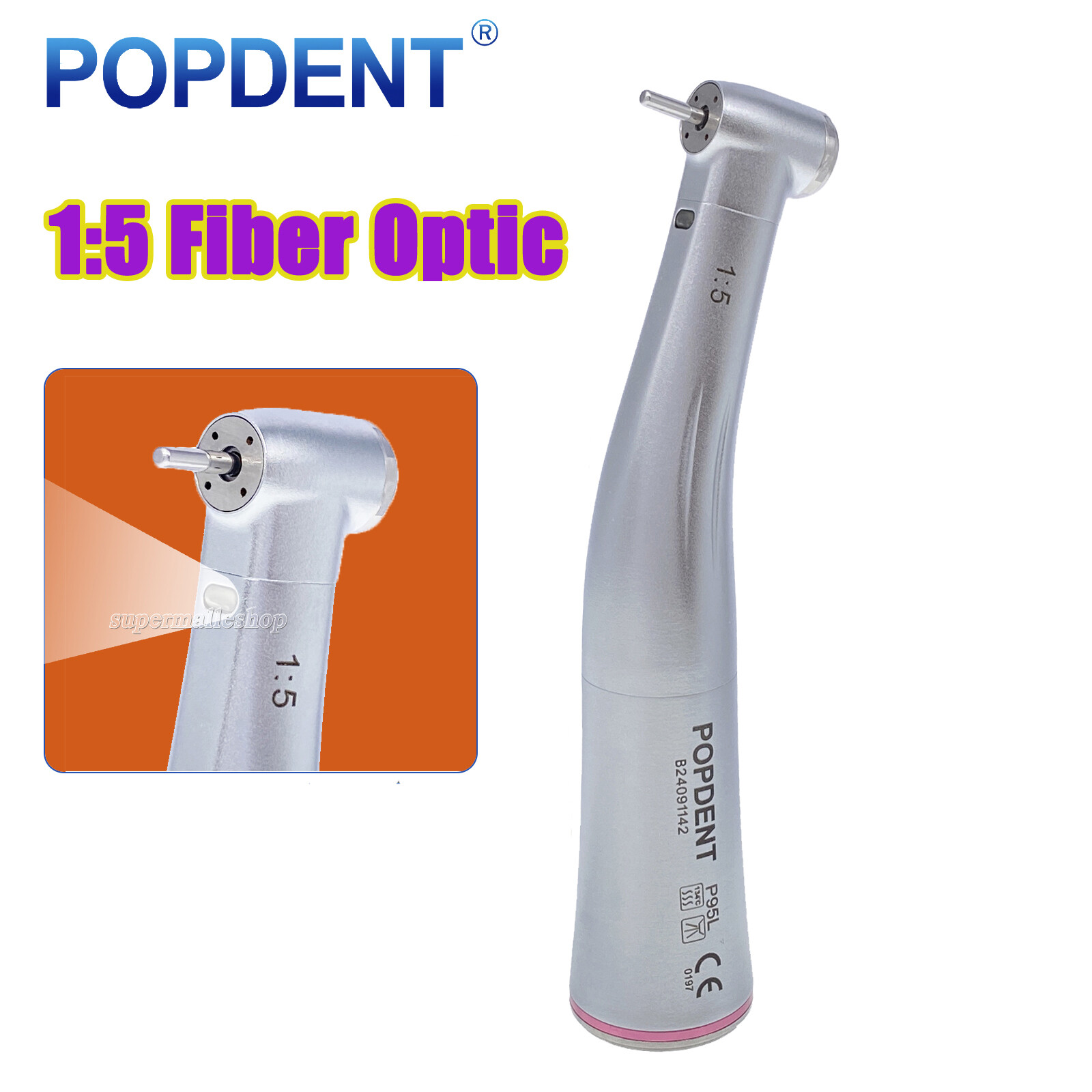 Dental LED High Speed /1:5 Increasing Optic LED Contra Angle Handpiece NSK Style