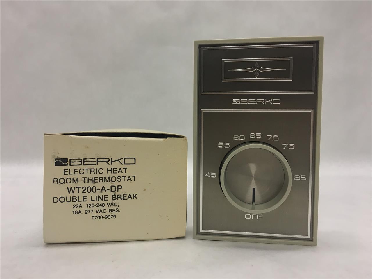 Berko Room Thermostat WT200-A-DP Electric Heat 45-85F Double Line Break 120-240V