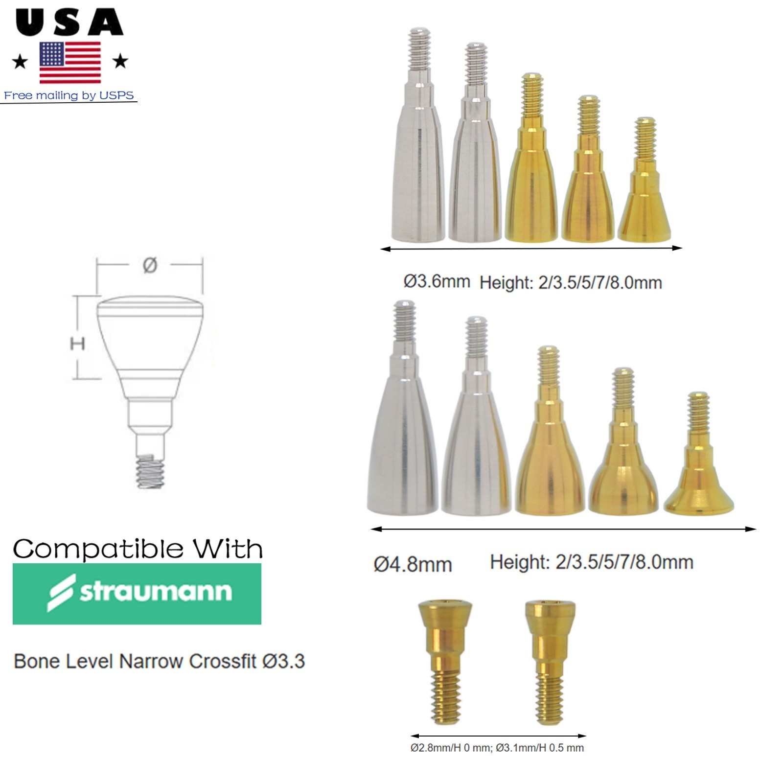 Implant NC/RC Closed Open Tray Impression Coping Healing Abutment for Straumann
