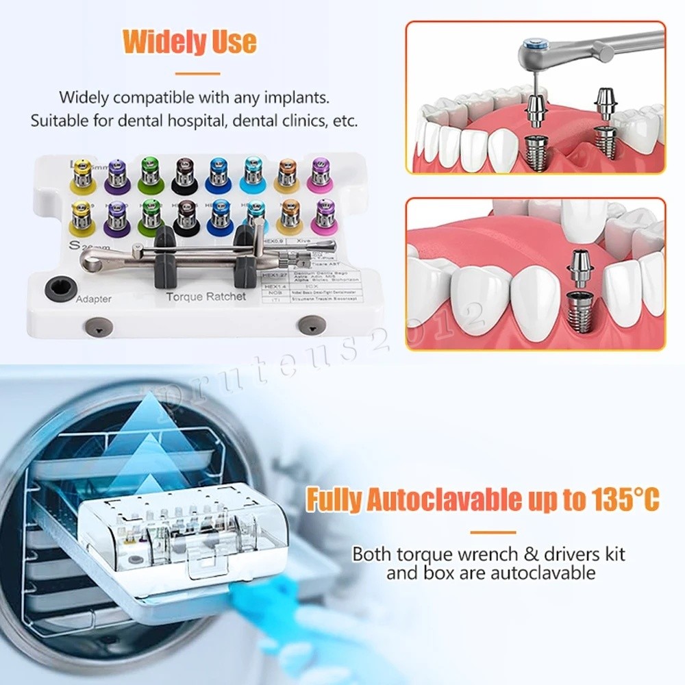 Dental Universal Implant Prosthetic Kit Torque Wrench Screw Drivers Remover USA