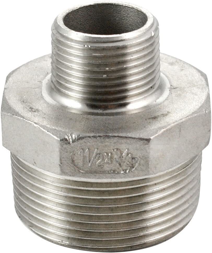 1.5″ to 3/4″ male NPT Hex Nipple Pipe Fitting Reducer Reducing Adapter SS304