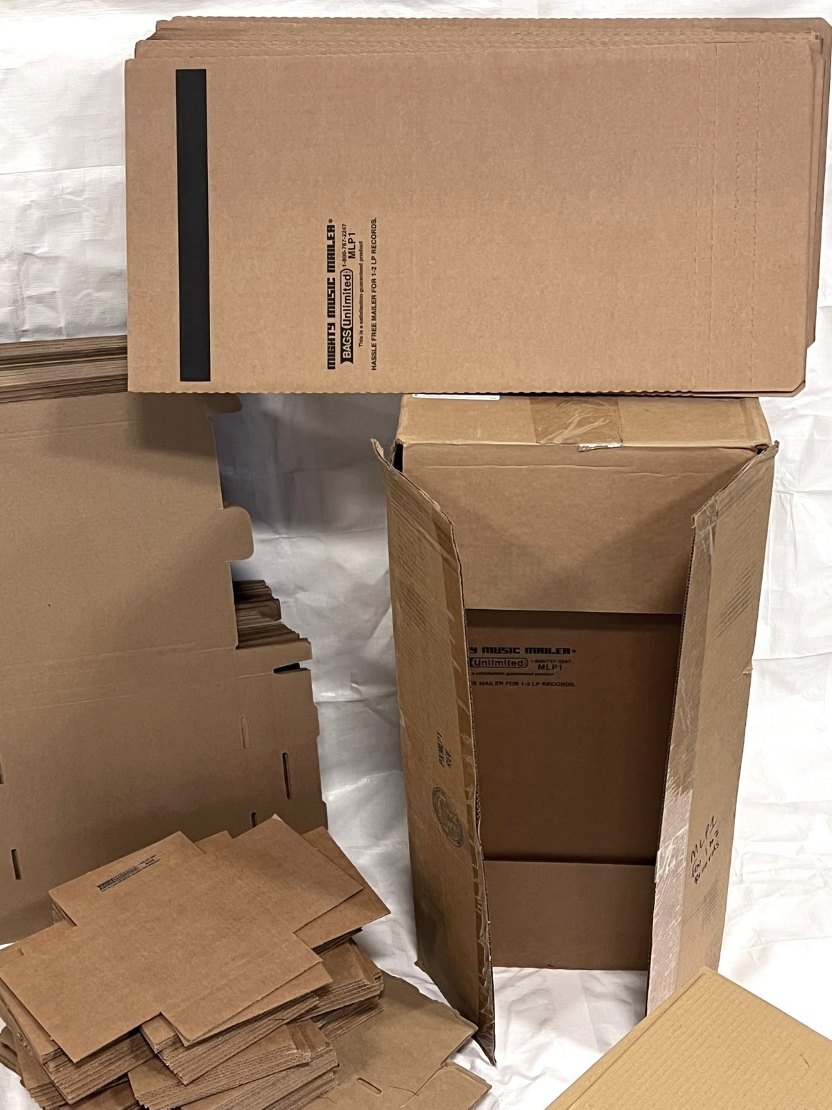 Lot of NEW “Bags Unlimited” Vinyl Record Mailer Boxes plus Shipping Fillers