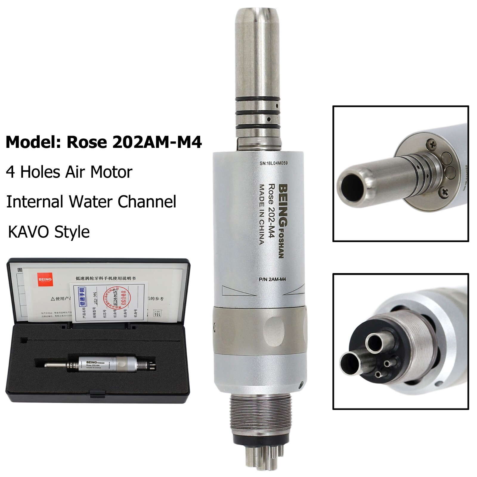 BEING Dental Contra Angle Straight Handpiece Air Motor 4 Holes Low Speed KAVO