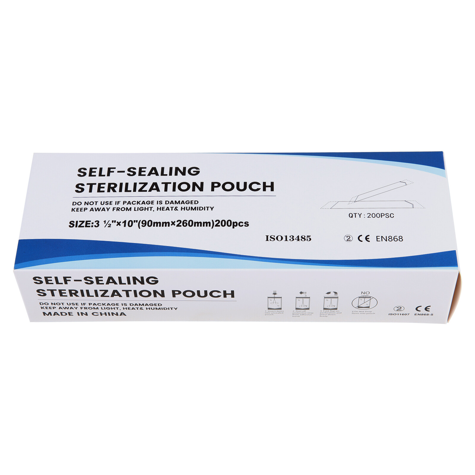 200Pcs/Box Dental Disposable Self-sealing Sterilization Pouches Autoclave 3.5*10