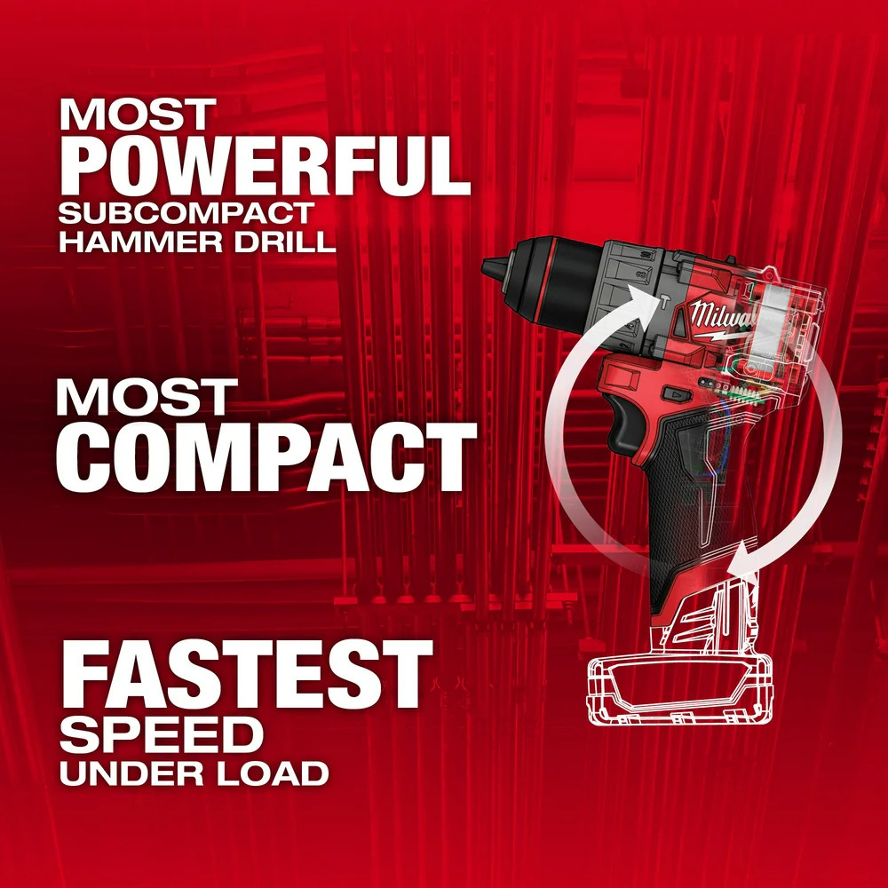 Milwaukee 3404-20 M12 FUEL 12V 1/2″ Cordless Hammer Drill/Driver – Bare Tool