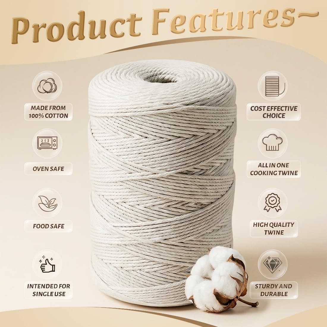 SMART&CASUAL 700 Feet 100% Cotton Butcher 700 (213M), Natural White