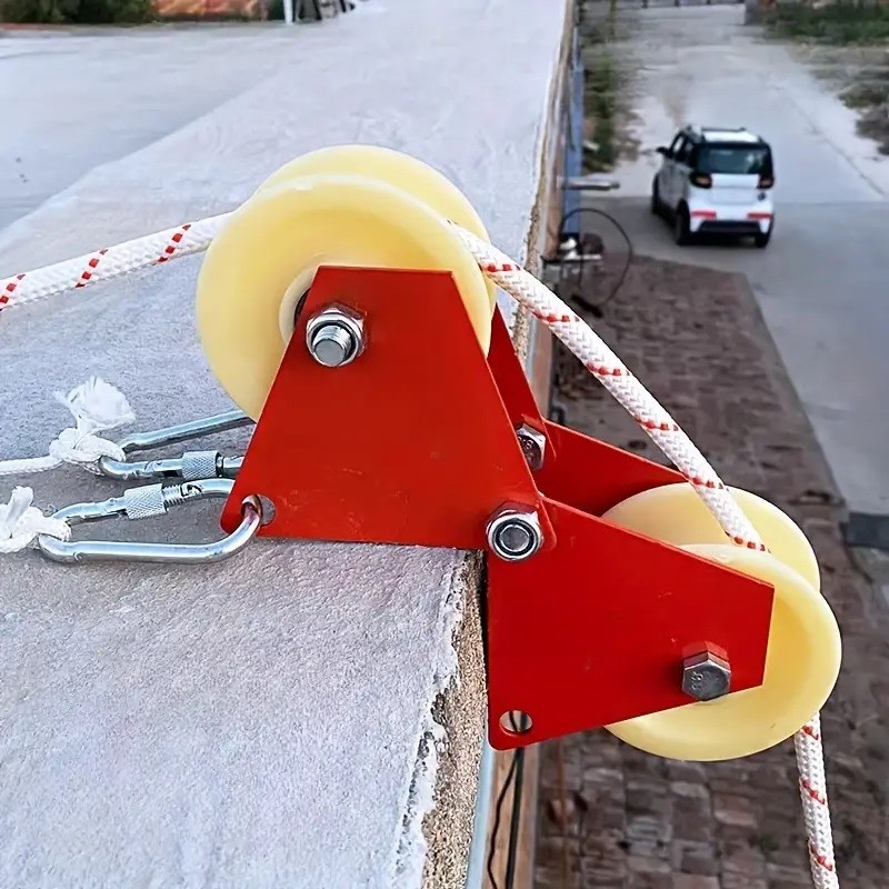 90 Degree Angle Lifting Pulley System Roof Top Rope Block & Tackle Pulley System