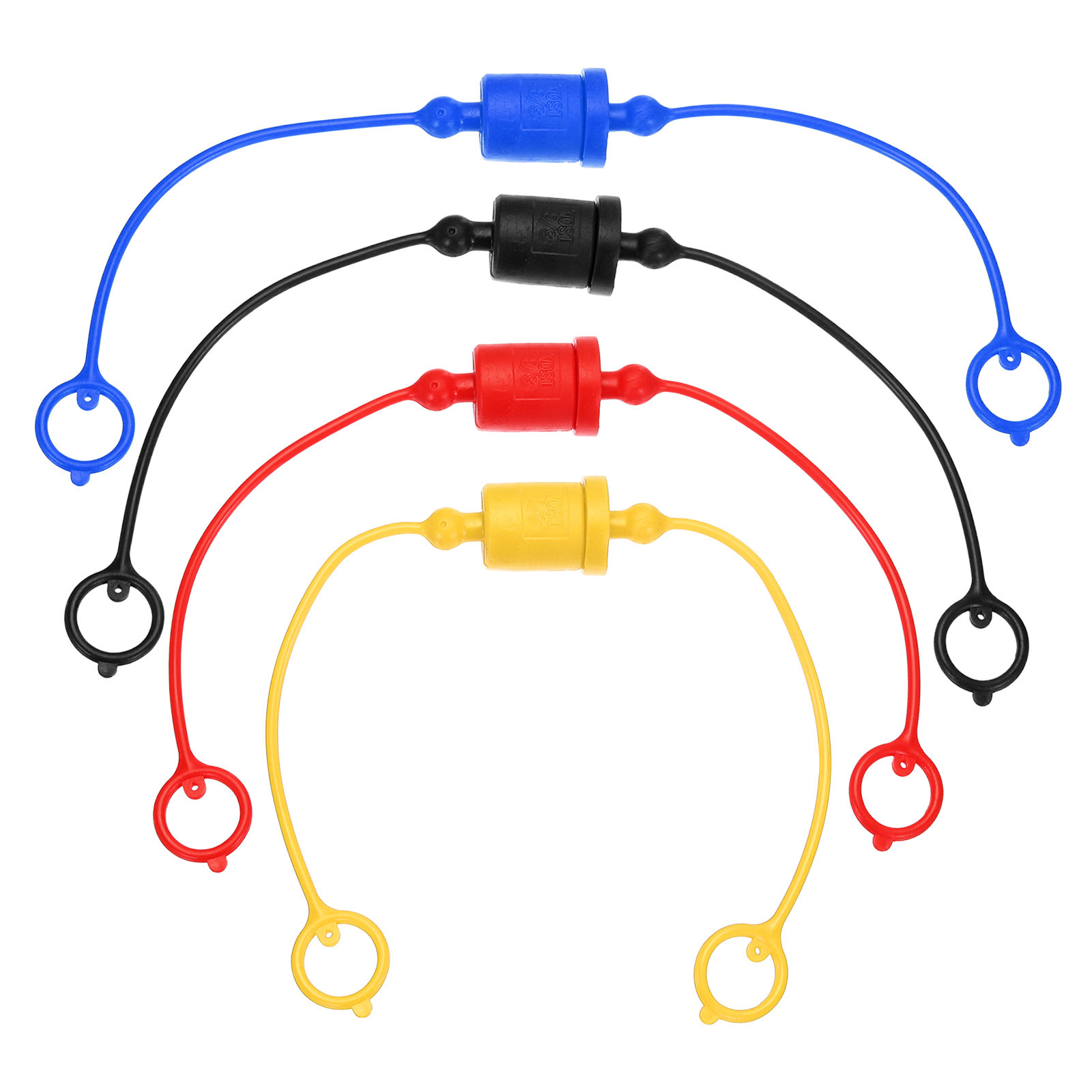 4Pcs/Set Rubber Hydraulic Coupler Dust Cap 1/4″ ISO A, Yellow/Red/Blue/Black