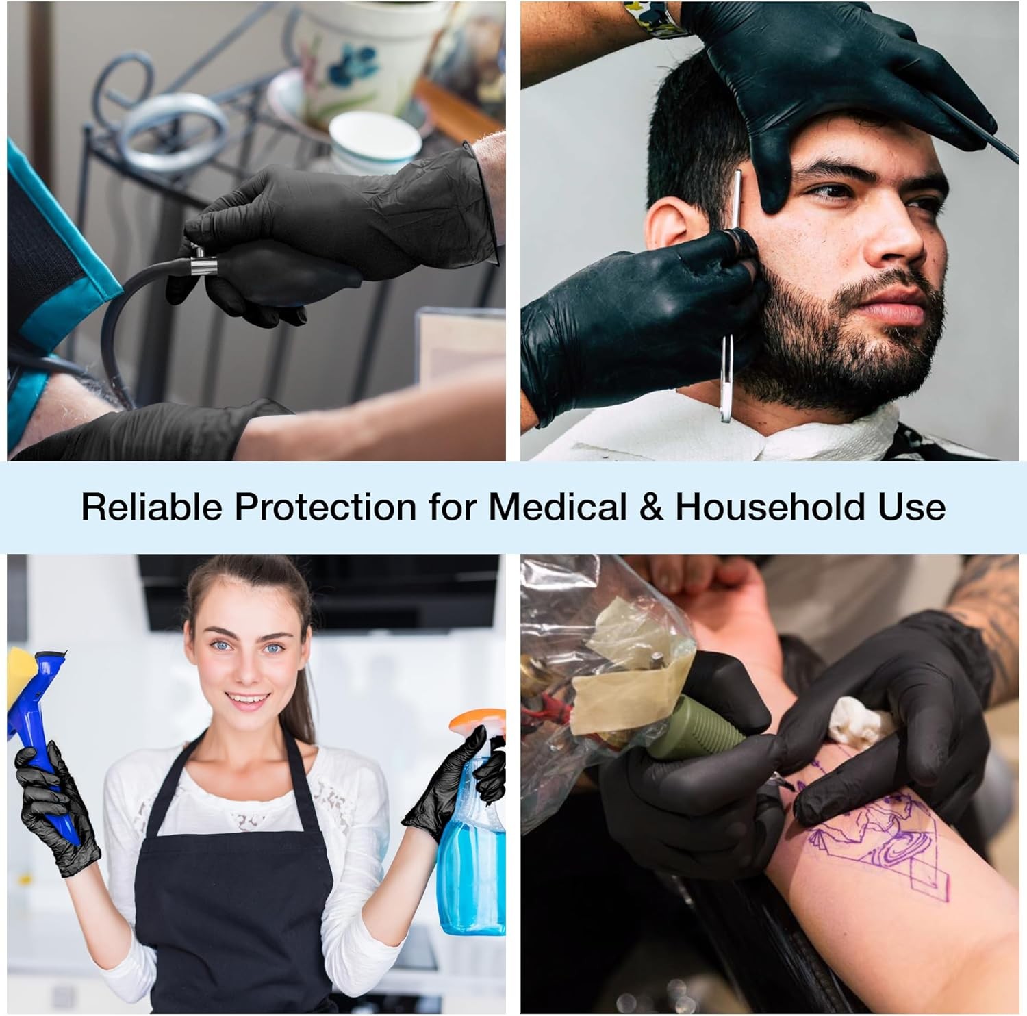 1st Choice Black Nitrile Gloves Disposable Latex Free – Exam Grade Black Glove