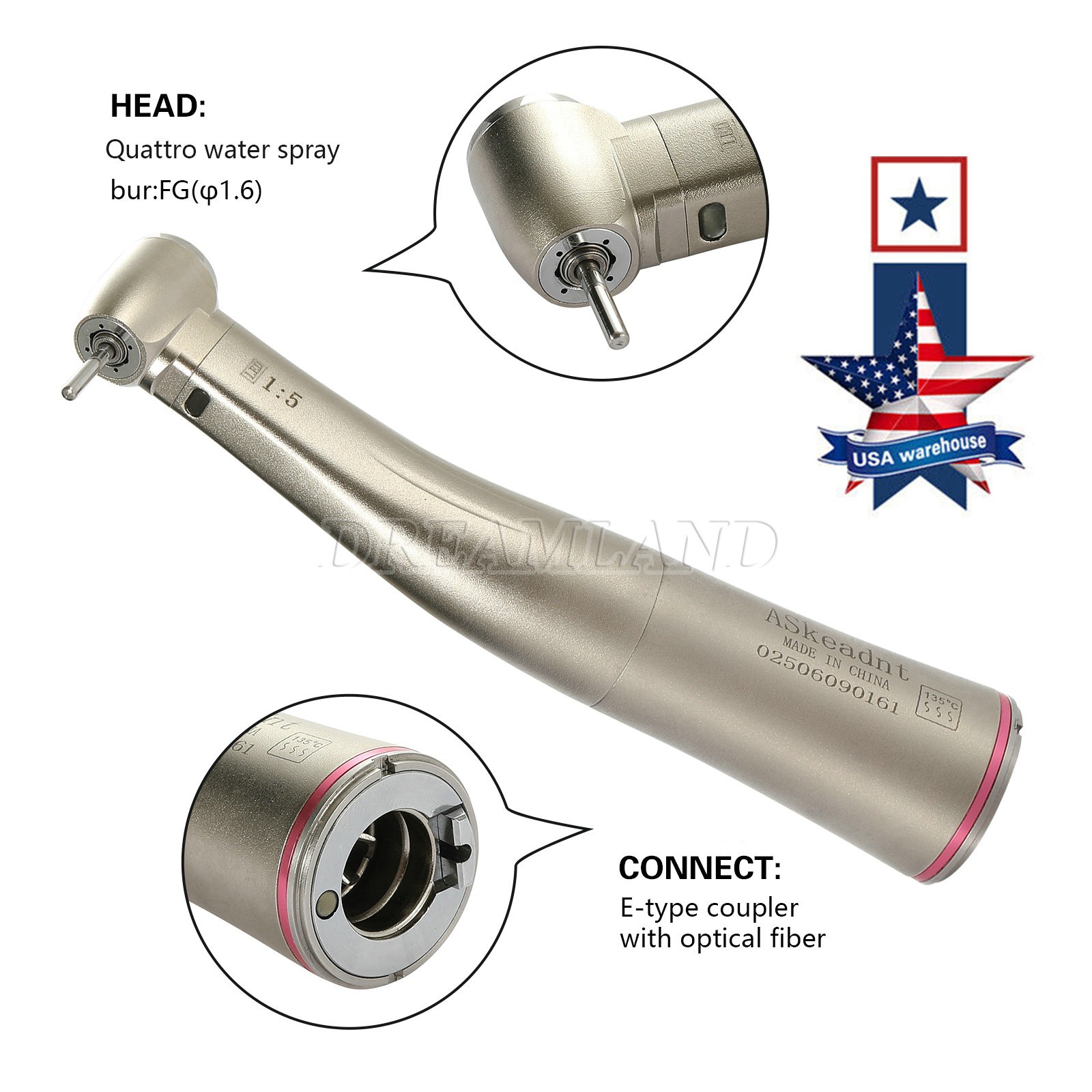 KAVO Style Dental Fiber Optic High Speed Turbine Handpiece LED E-generator 4Hole