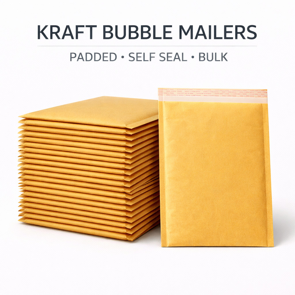 Kraft Bubble Mailers Padded Envelopes Bulk Any Size Self Seal Shipping Bags