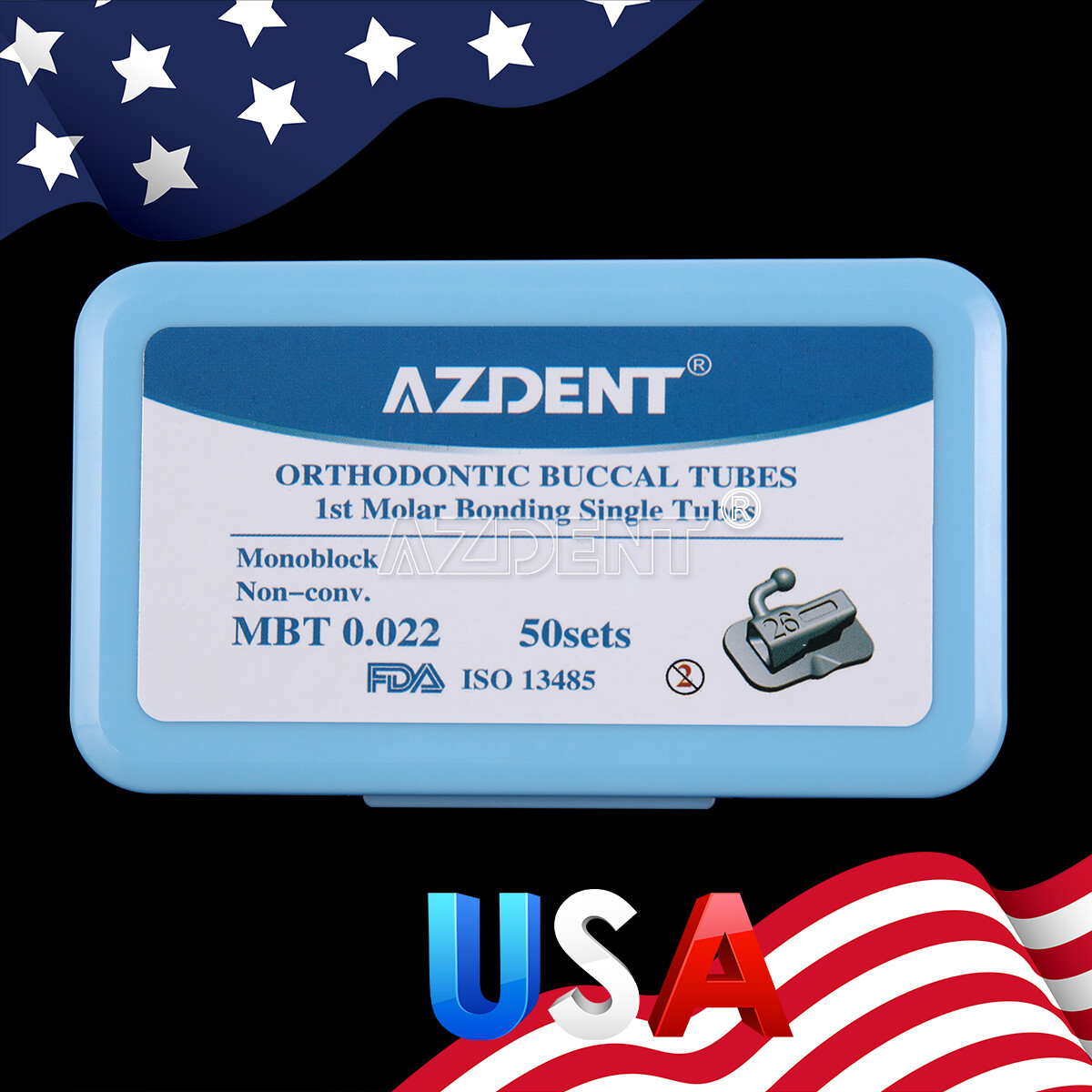 AZDENT Dental Orthodontic Buccal Tubes Roth/MBT 022/018 1st Molar /2nd Motor