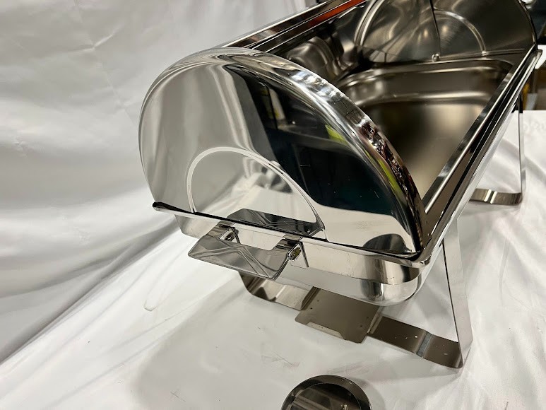Choice Deluxe 8 Qt. Full Size Chrome Accent Roll Top Chafer