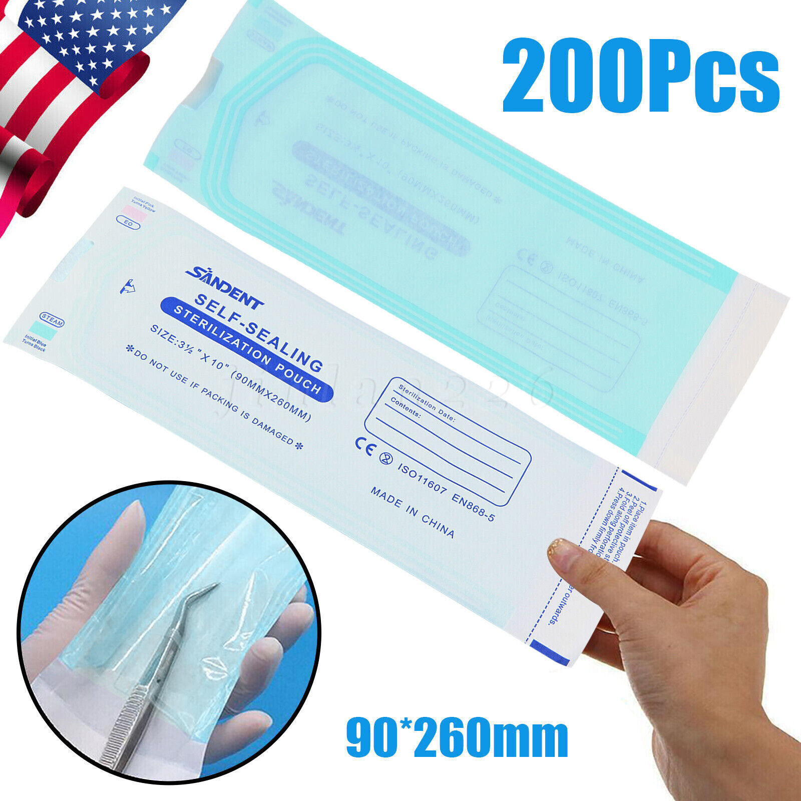 3.5″ X 10″ Self Sterilization Pouches Autoclave Pouch, Sterilizer Bags Dental US