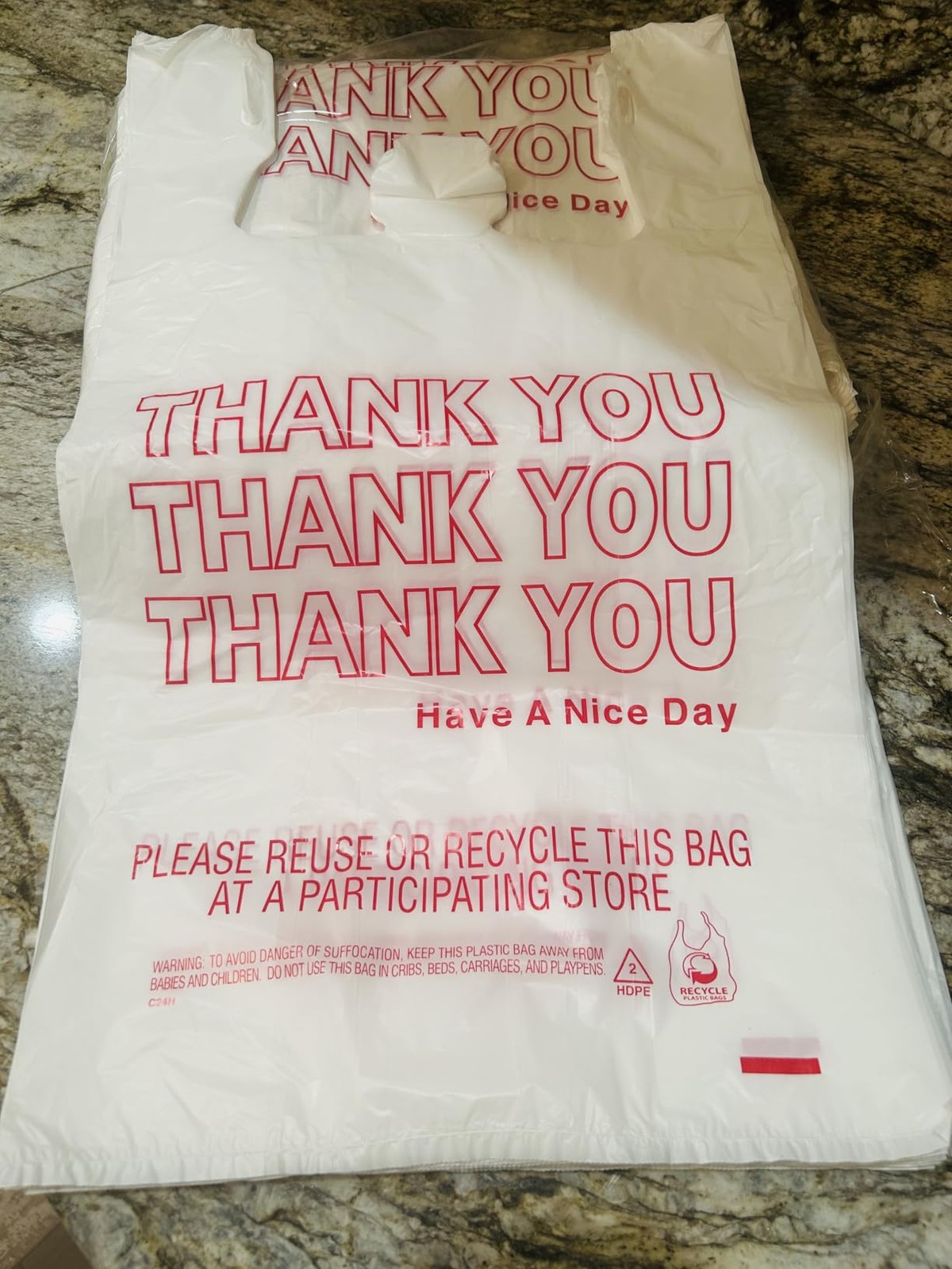 NEW 350 Pack Thank You Plastic Bags T-Shirt Shopping Grocery Retail Bulk White