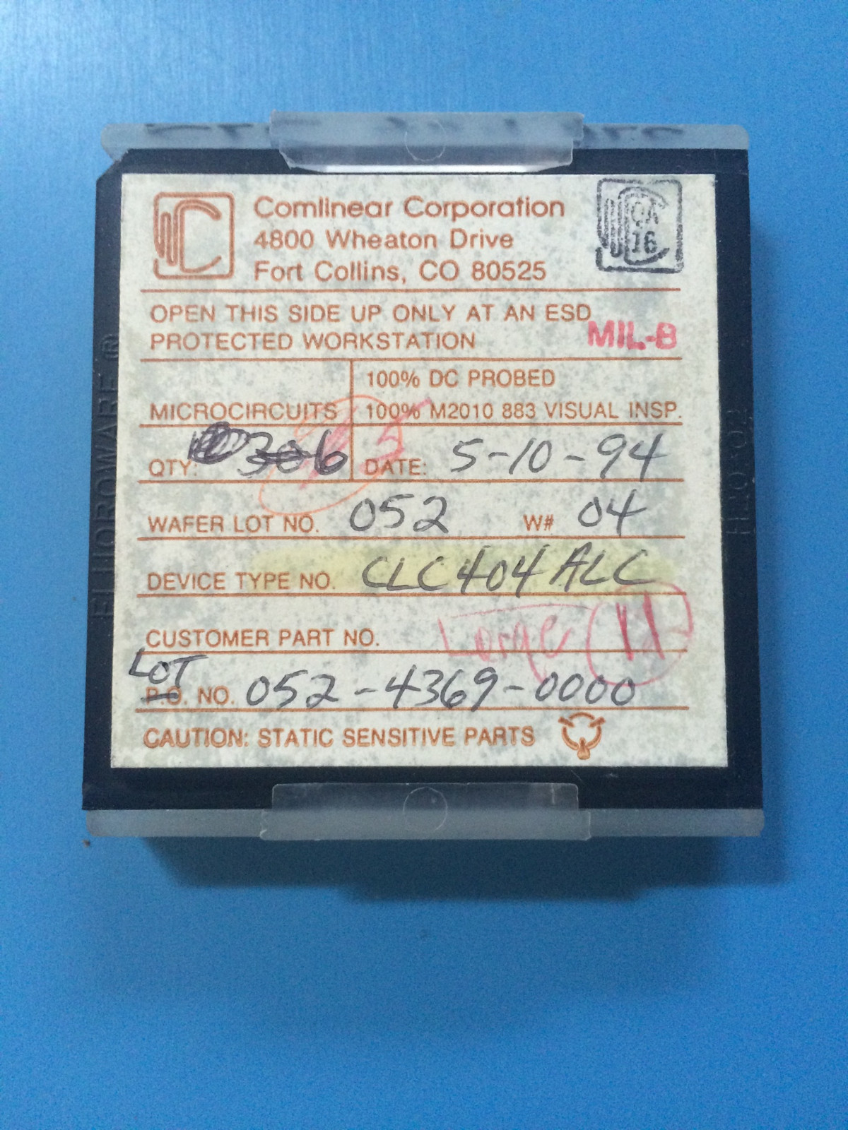 CLC404ALC COMLINEAR OP-AMP 5000uV OFFSET-MAX UUC5 12/units