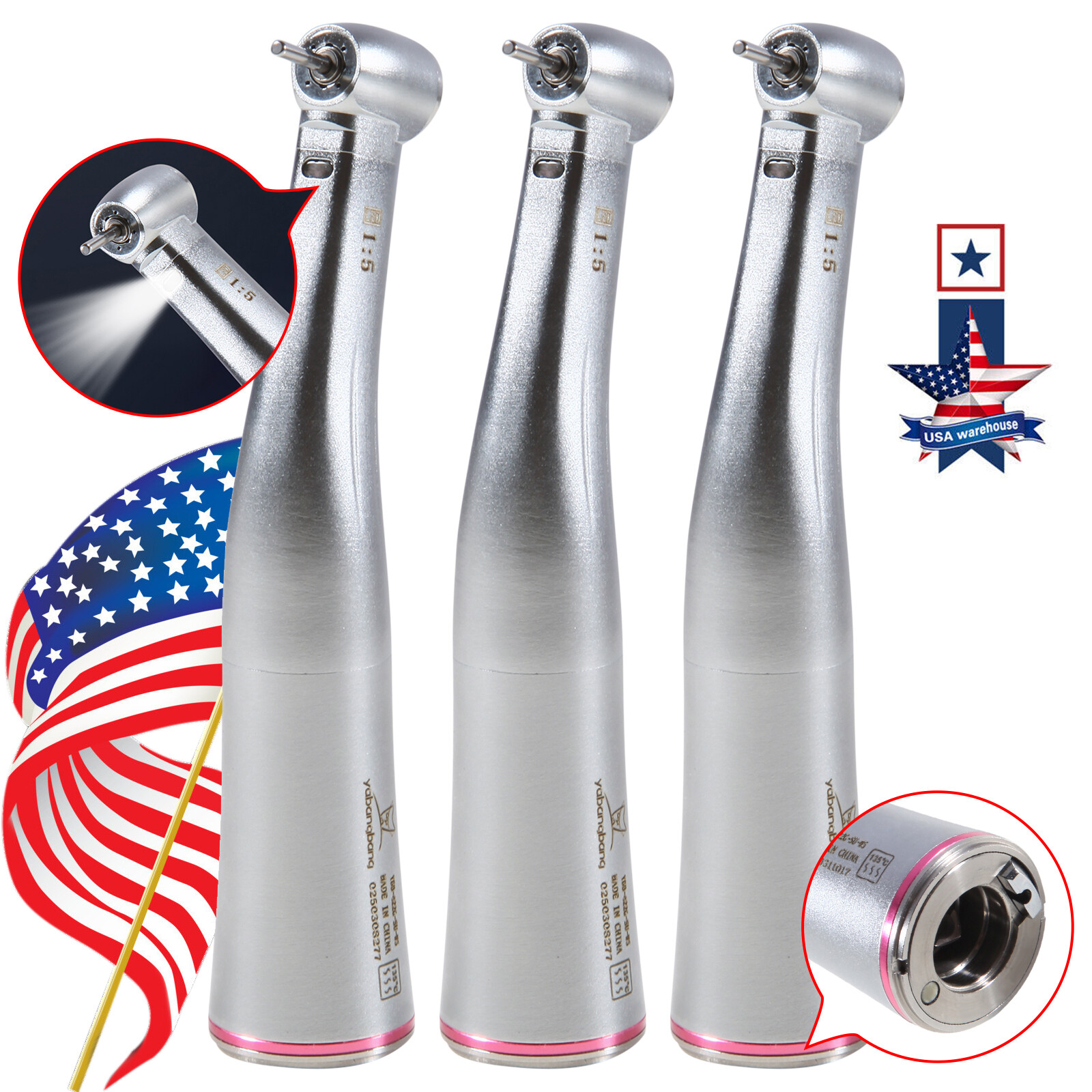 1-5 Pcs Dental 1:5 LED Contra Angle Fiber Optic Handpiece Fit KaV NSK Motor