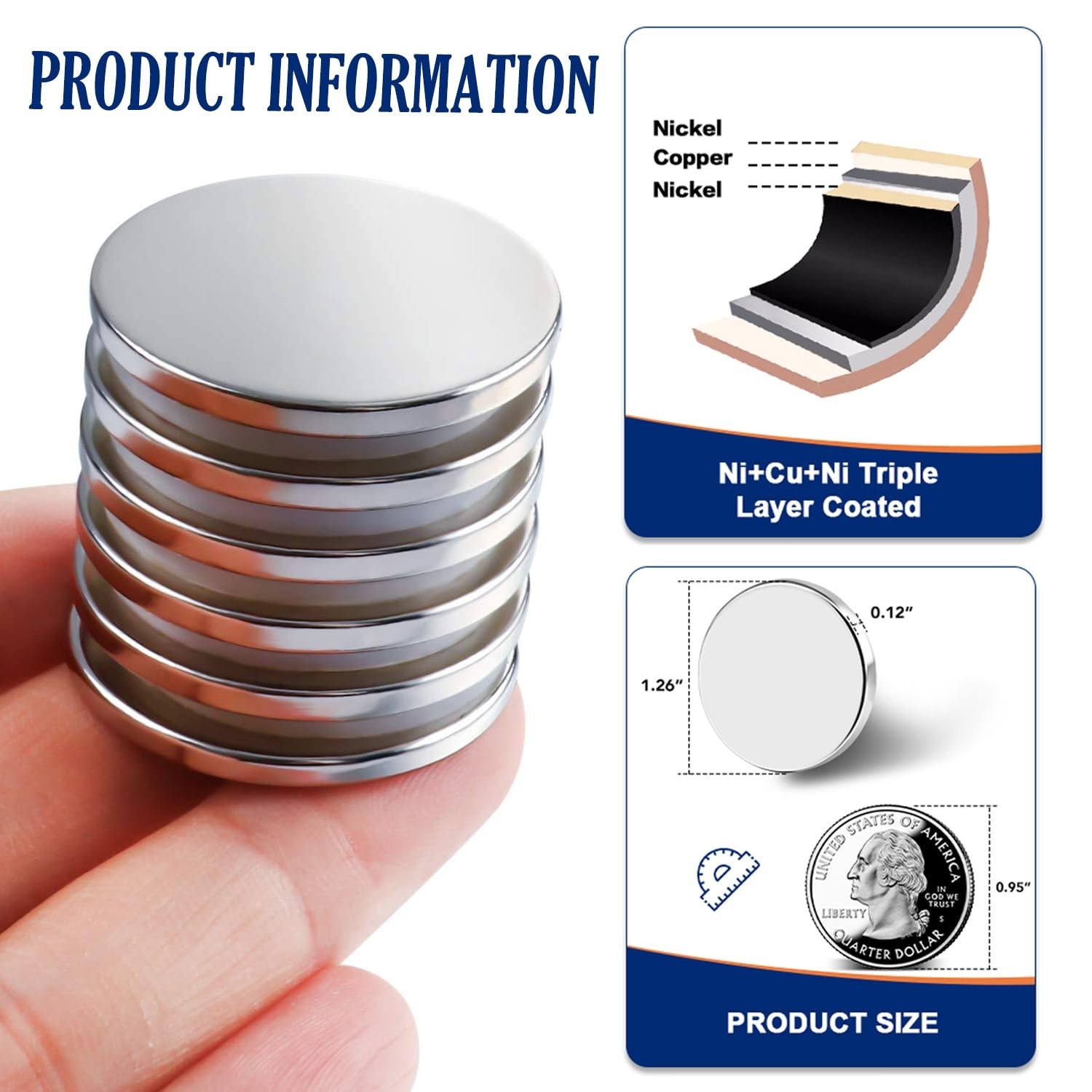 Versatile 6 Pack of 1.26″ Round Neodymium Magnets with Strong Adhesive