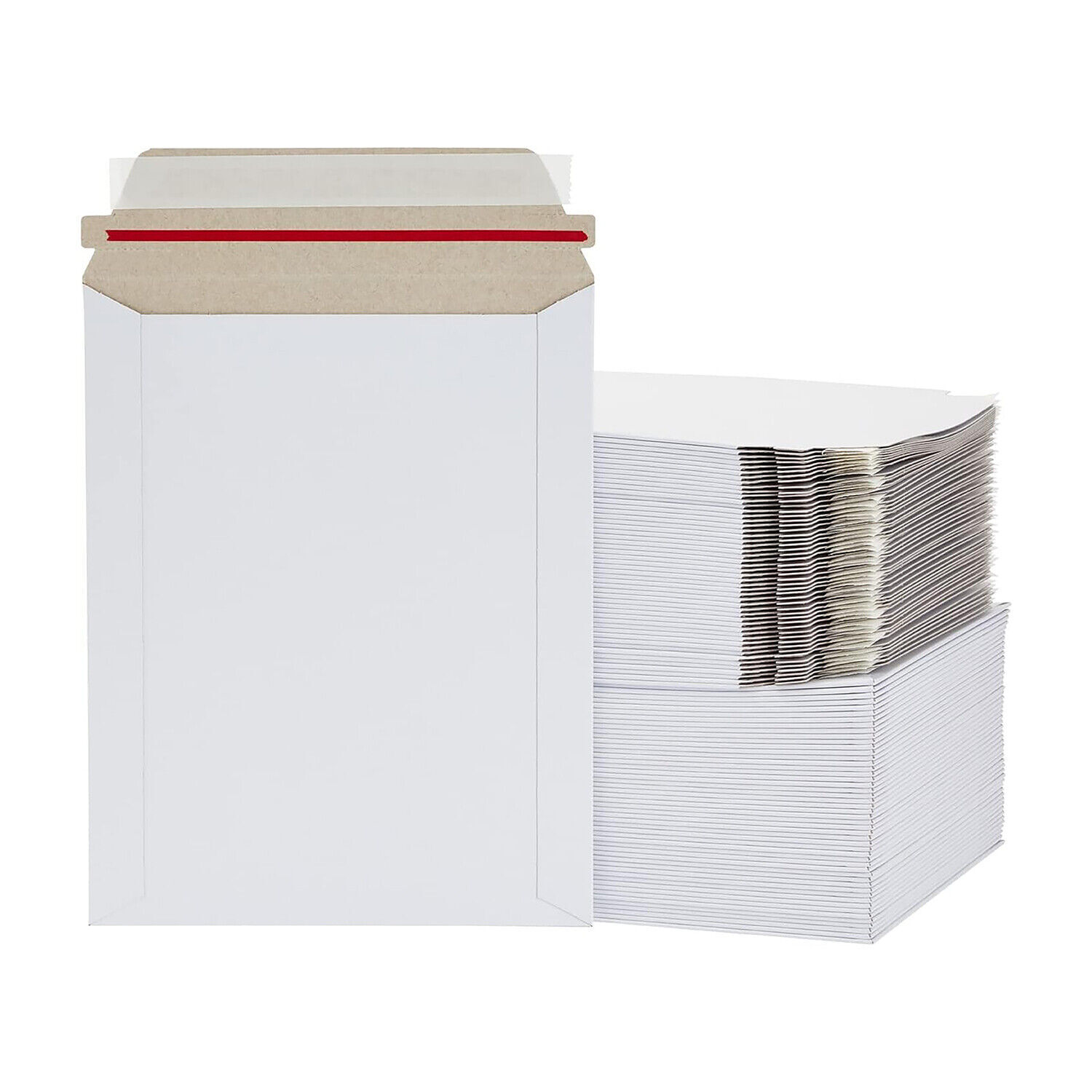 100 – 6×8″ Rigid Flat Photo Mailers – Self-Seal – White