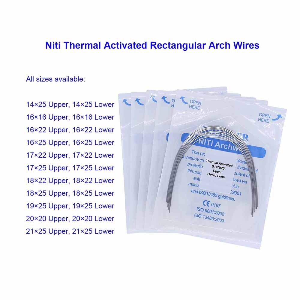 10×Dental Orthodontic Niti Thermal Activated Rectangular Arch Wires 14×25 Upper