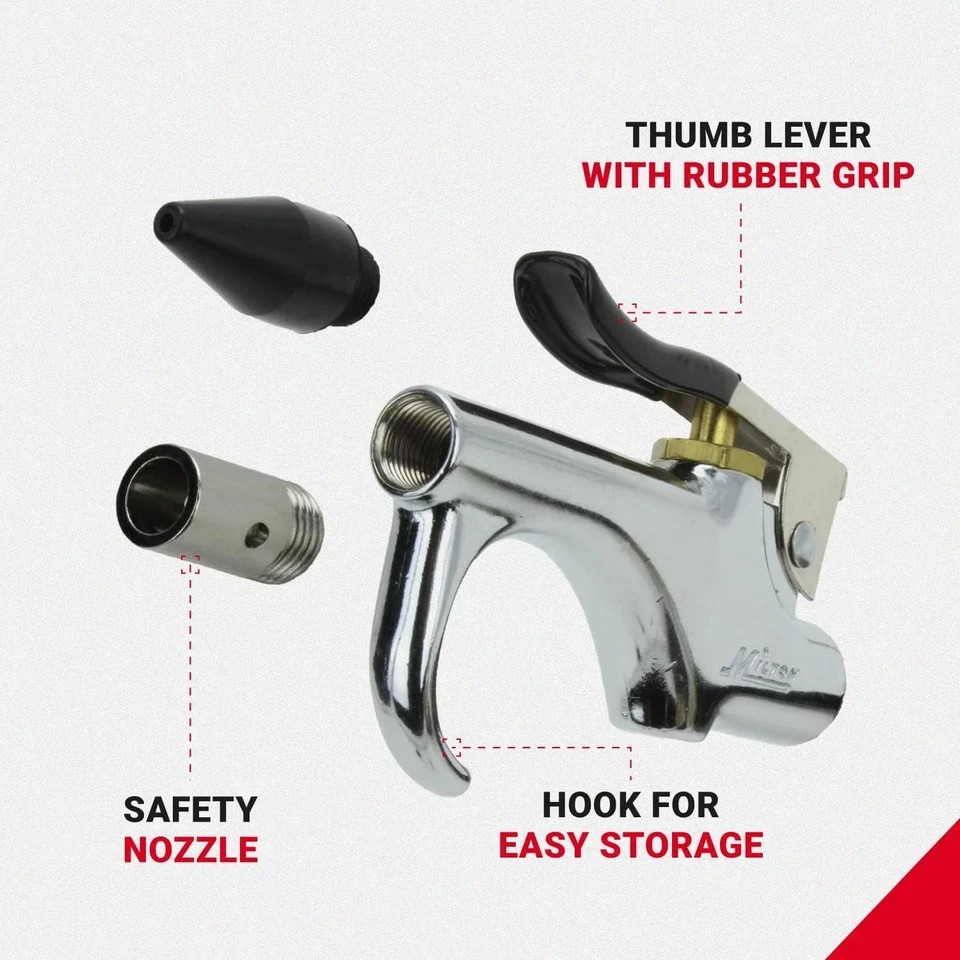 Milton S-153 1/4″ NPT Lever Style Blow Gun, Single, United States