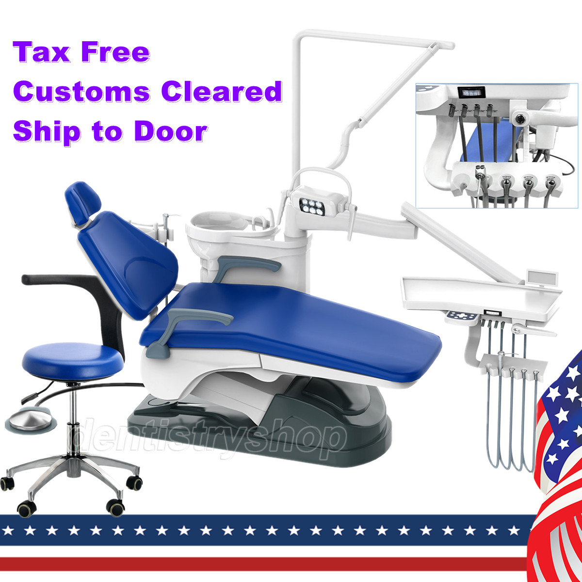 FDA Dental Unit Chair Computer Controlled Motor PU Hard Leather & Doctor Stool