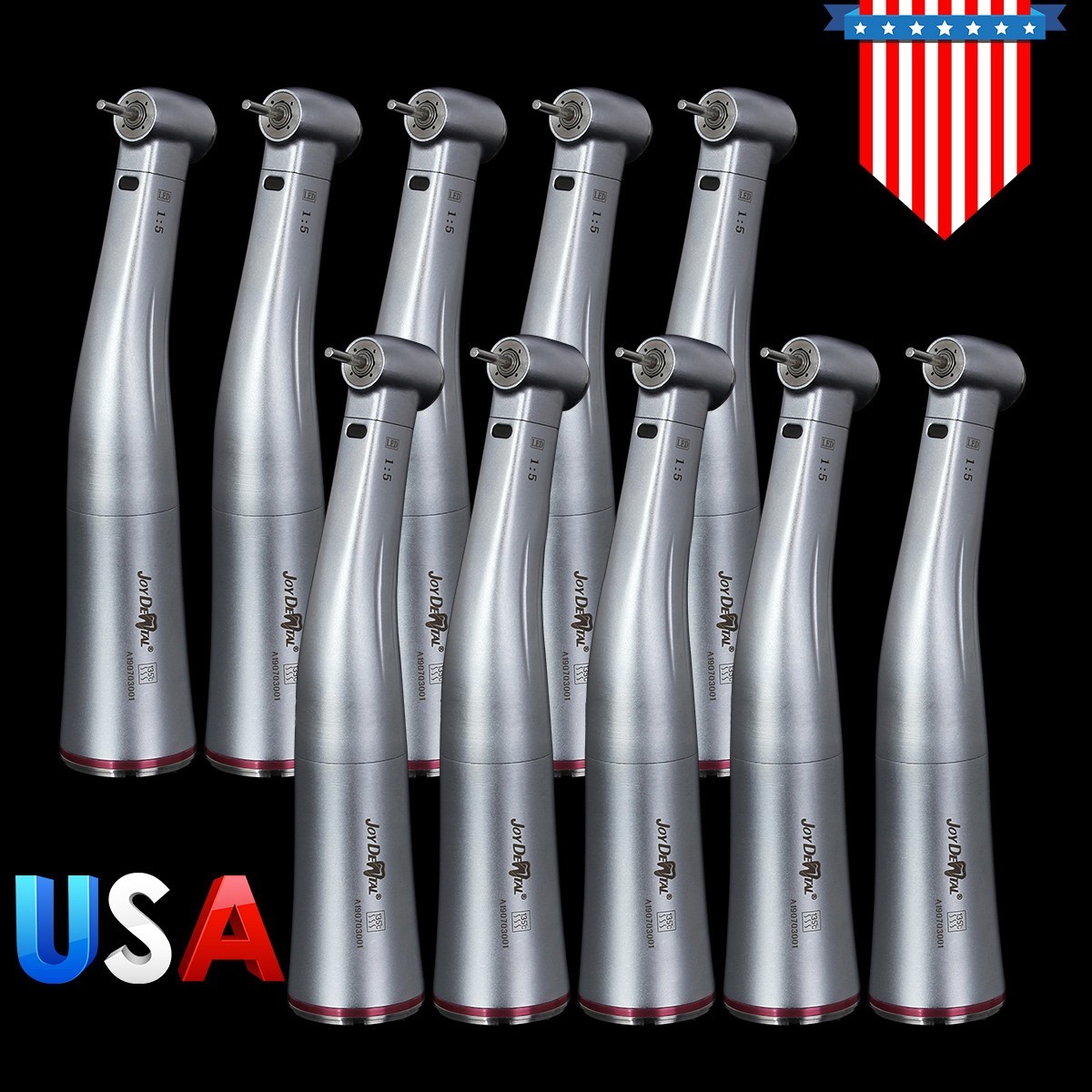 10x Dental 1:5 Fiber Optic Contra Angle Increase Internal 4 Spray LED Handpiece