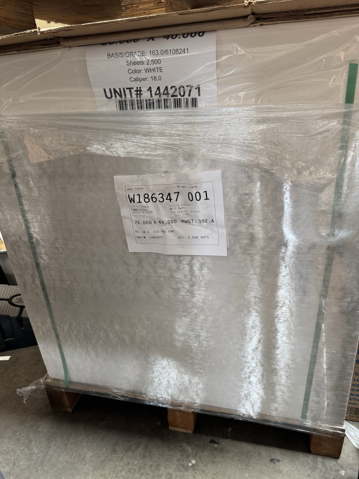 Printing Paper 26×40 – 18pt C1S White 2300 Sheets