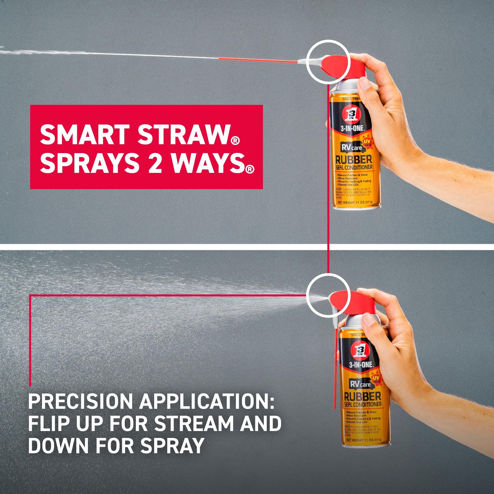 3-IN-ONE RVcare Rubber Seal Conditioner with SMART STRAW SPRAYS 2 WAYS 11 OZ